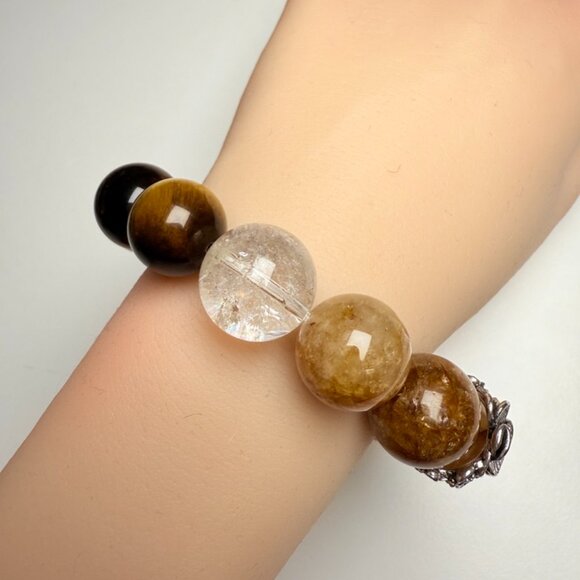 Tiger Eye × Golden Rutilated Quartz Bracelet - Picture 7 of 14